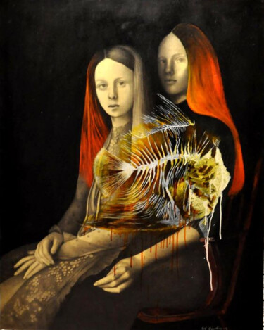 Pintura intitulada "Le due sorelle 2" por Del Giudice Amedeo, Obras de arte originais, Óleo