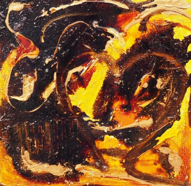 Pintura titulada "Coeur de la Terre,…" por Artedelph, Obra de arte original, Vidrieras de pintura Montado en Bastidor de cam…