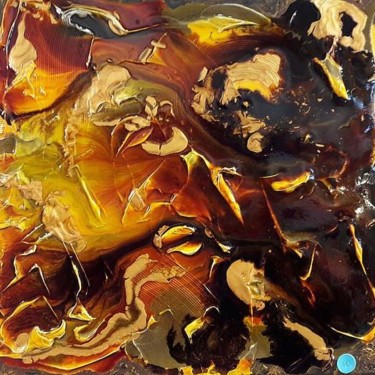Tellurique, Abstrait marron, jaune, ocre et doré Peinture intitulée "Tellurique, Abstrai…" par Artedelph, Œuvre d'art originale, Peinture vitrail