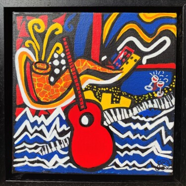 Schilderij getiteld "Quand la musique do…" door Artedelph, Origineel Kunstwerk, Acryl Gemonteerd op Frame voor houten branca…