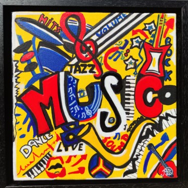 Painting titled "Music" by Artedelph, Original Artwork, Acrylic Mounted on Wood Stretcher frame