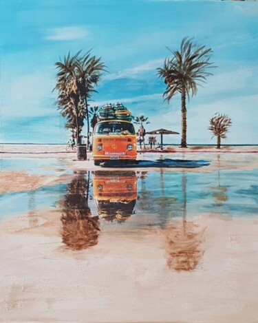Painting titled "Van Orange sur la P…" by Déla, Original Artwork, Acrylic