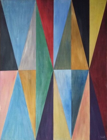 Pintura titulada "Arcobaleno geometri…" por Delab, Obra de arte original, Acrílico Montado en Bastidor de camilla de madera
