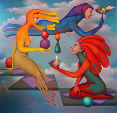 Pintura intitulada "Equilibrios" por Delabarra, Obras de arte originais, Óleo