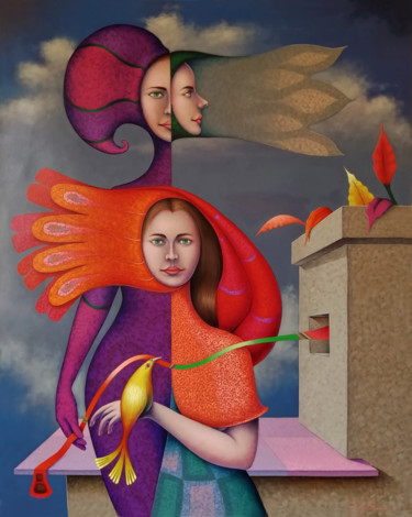 Malerei mit dem Titel "La cinta" von Delabarra, Original-Kunstwerk, Öl