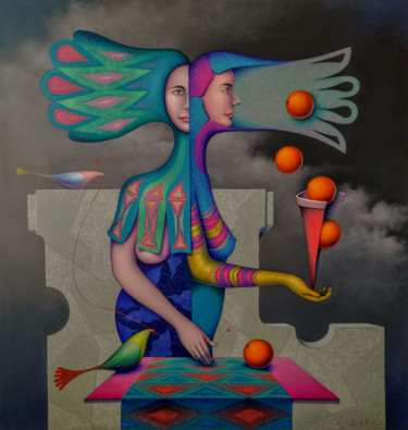 Pintura titulada "Levitacion" por Delabarra, Obra de arte original, Oleo