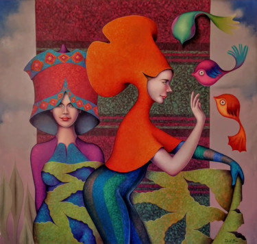Pintura intitulada "Domadora de fantasi…" por Delabarra, Obras de arte originais, Óleo