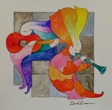 Melodies original watercolor Pintura intitulada "Melodies original…" por Jose Luis De La Barra (DelaBarra), Obras de arte originais, Aquarela