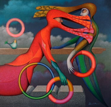 "Maniobras con aros" başlıklı Tablo Delabarra tarafından, Orijinal sanat, Petrol