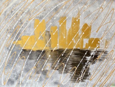 Картина под названием "Night city" - Elena Dobkin, Подлинное произведение искусства, Акрил Установлен на Деревянная рама для…