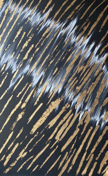 Malerei mit dem Titel "Golden zebra" von Elena Dobkin, Original-Kunstwerk, Acryl Auf Keilrahmen aus Holz montiert