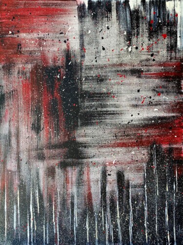 Painting titled "Sin city" by Elena Dobkin, Original Artwork, Acrylic Mounted on Wood Stretcher frame