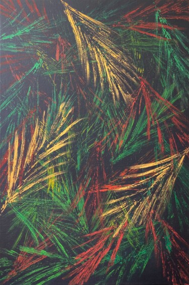 Картина под названием "Dark forest" - Elena Dobkin, Подлинное произведение искусства, Акрил Установлен на Деревянная рама дл…