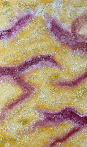 Painting titled "Flames" by Elena Dobkin, Original Artwork, Oil Mounted on Wood Stretcher frame