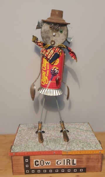 Sculpture titled "COW GIRL 2022" by Catherine Delaforge (KTY95), Original Artwork, Aluminium