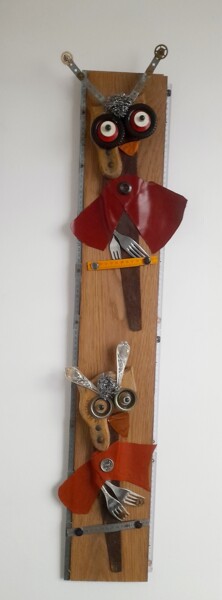 Sculpture titled "LES DEUX VIEILLES C…" by Catherine Delaforge (KTY95), Original Artwork, Wood Mounted on Wood Panel