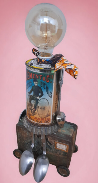 Escultura titulada "Lampe LE DEPART EN…" por Catherine Delaforge (KTY95), Obra de arte original, Aluminio