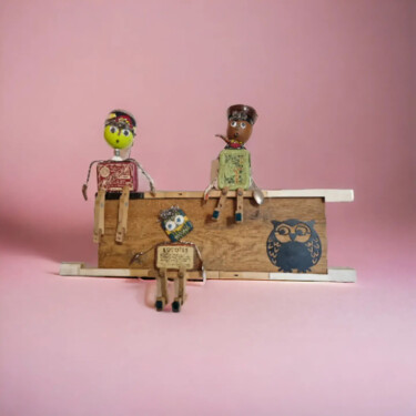 Sculpture intitulée "LES INSÉPARABLES !" par Catherine Delaforge (KTY95), Œuvre d'art originale, Bois Monté sur artwork_cat.