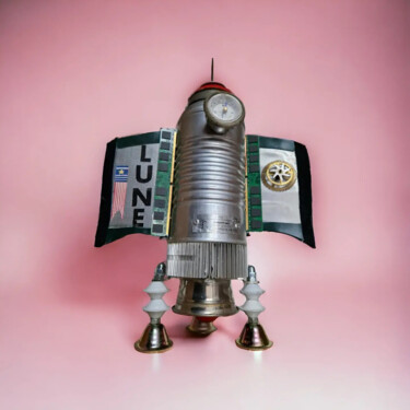 Escultura titulada "OBJECTIF LUNE !" por Catherine Delaforge (KTY95), Obra de arte original, Aluminio