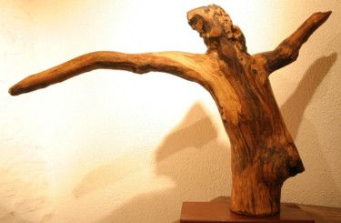 Sculpture titled "LE CRI" by Joel Delafosse, Original Artwork, Wood