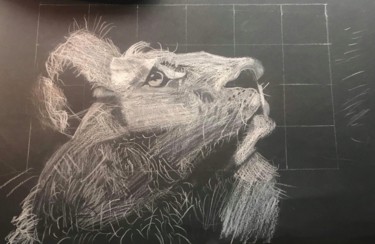 Drawing titled "« Lion en cage »" by Ppaul, Original Artwork, Pencil