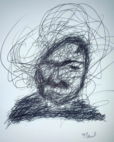 Drawing titled "« Grandpa »" by Ppaul, Original Artwork, Ballpoint pen