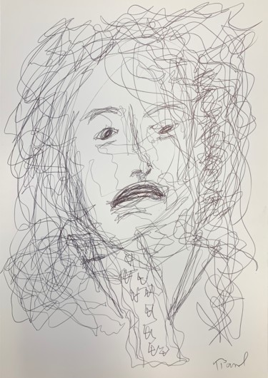 Drawing titled "« Self portrait 15 »" by Ppaul, Original Artwork, Ballpoint pen