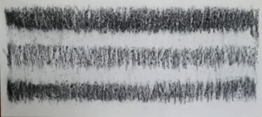 Rysunek zatytułowany „Vibrations” autorstwa Remi Delaplace, Oryginalna praca, Węgiel drzewny Zamontowany na Drewniana rama n…