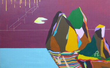 Картина под названием "Mountains" - Remi Delaplace, Подлинное произведение искусства, Акрил Установлен на Деревянная рама дл…
