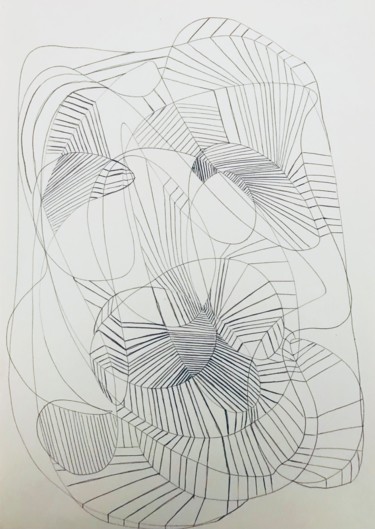 Drawing titled "Code réfléchi" by Sego, Original Artwork, Ballpoint pen