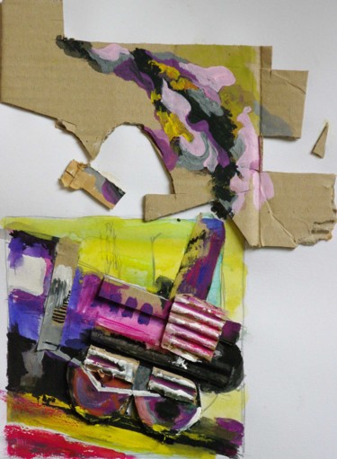 La bête humaine Collages intitulée "La bête humaine" par Christian Delavelle, Œuvre d'art originale, Gouache