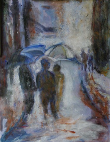 Pittura intitolato "Lombard street 3" da Christian Delavelle, Opera d'arte originale, pigmenti Montato su Telaio per barella…