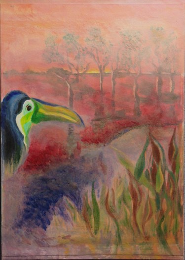 Painting titled "Pantanal" by Christian Delavelle, Original Artwork, Acrylic Mounted on Wood Stretcher frame