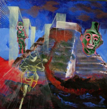 Peinture intitulée "La nuit face au ciel" par Christian Delavelle, Œuvre d'art originale, Acrylique Monté sur Châssis en bois