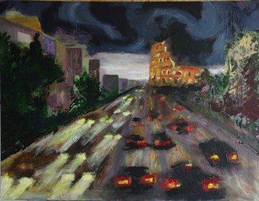 Painting titled "Roma" by Christian Delavelle, Original Artwork, Acrylic Mounted on Wood Stretcher frame