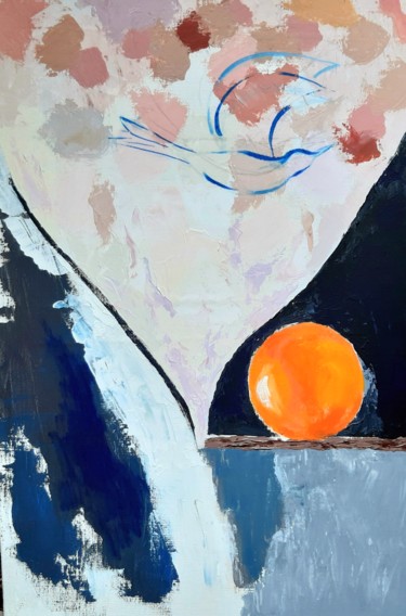 Schilderij getiteld "L'orange" door Christian Delavelle, Origineel Kunstwerk, Acryl