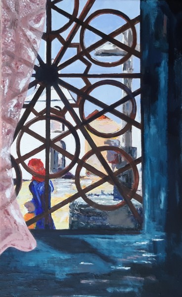 Peinture intitulée "Place andalouse (2)" par Christian Delavelle, Œuvre d'art originale, Acrylique Monté sur Châssis en bois