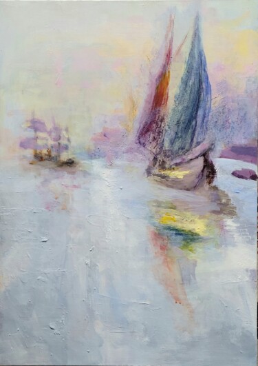 Pintura titulada "Entrée au port" por Christian Delavelle, Obra de arte original, Acrílico