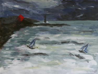 Painting titled "Phare de Goury" by Christian Delavelle, Original Artwork, Acrylic