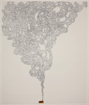 Peinture intitulée "Smoke in white" par Juan Del Balso, Œuvre d'art originale, Encre