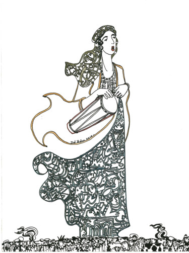 Drawing titled "Percusión - Musicia…" by Juan Del Balso, Original Artwork, Ink