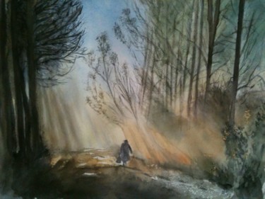 Peinture intitulée "le chemin" par Sophie D., Œuvre d'art originale, Aquarelle