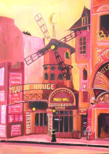 Painting titled "le moulin rouge.jpeg" by Corinne Bonsens, Original Artwork, Acrylic