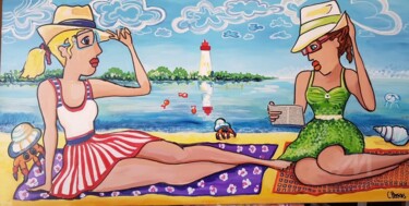 Painting titled "Les baigneuses.jpeg" by Corinne Bonsens, Original Artwork, Acrylic