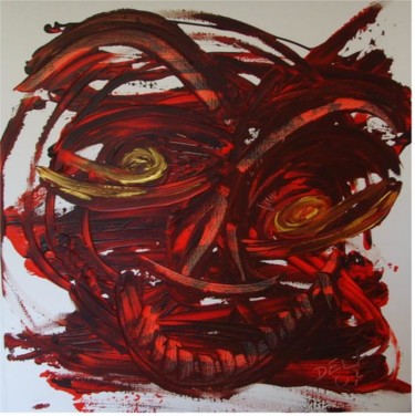 Peinture intitulée "Derrière le masque…" par Delf, Œuvre d'art originale, Huile