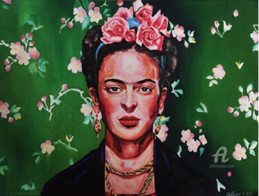 Painting titled "FRIDA" by Fabrice Delfavero, Original Artwork, Oil