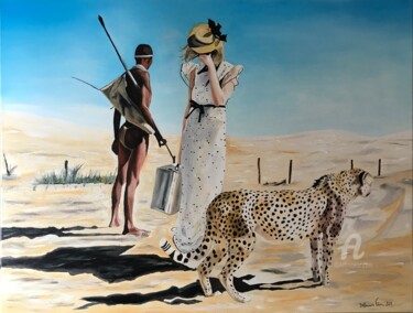 Painting titled "GUEPARD" by Fabrice Delfavero, Original Artwork, Oil