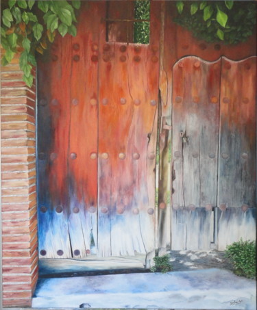 Painting titled "PUERTA DEL MAYORAZGO" by Delia Maria Delgado Garcia, Original Artwork, Oil