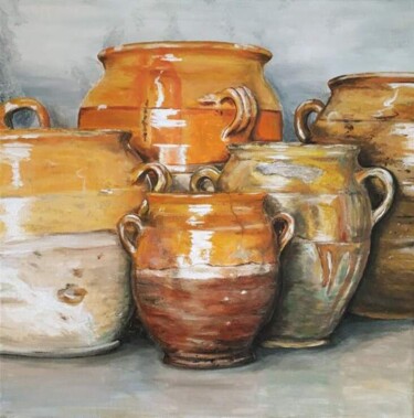 Pittura intitolato "Terracotta jars" da Della Camilleri, Opera d'arte originale, Acrilico