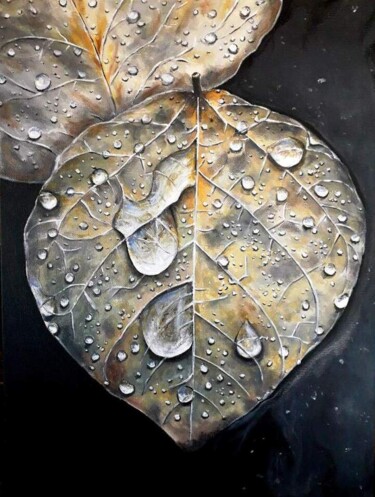 Картина под названием "Autumn leaf" - Della Camilleri, Подлинное произведение искусства, Акрил